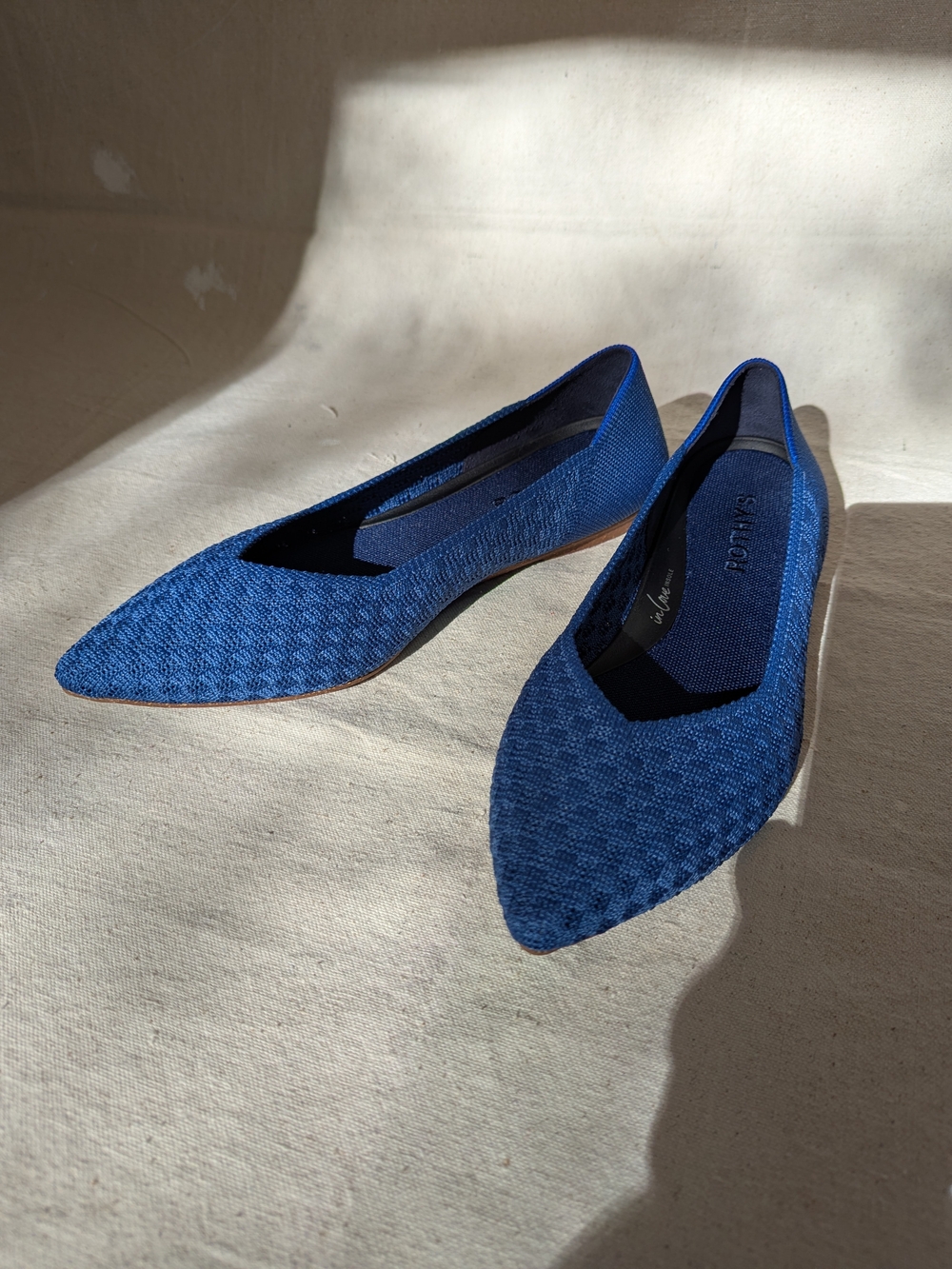 Rothy's The Point Knit Basketweave Flats in Deep Blue